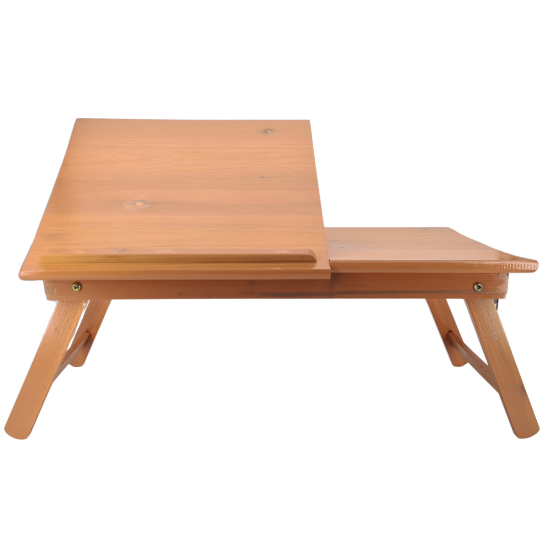 abc HOME – Serviertablett Zedernholz – Betttablett mit Leseklappe – Mit Schublade
