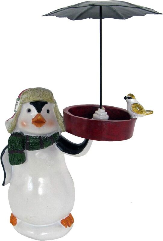 abc HOME – Vogelfutterstation – Pinguin-Design mit Schirm – Polyresin – 24 cm abc HOME – Vogelfutterstation – Pinguin-Design mit Schirm – Polyresin – 24 cm