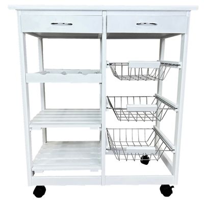 abc HOME – Küchenwagen – Servierwagen mit 3 Schubkörben – Kiefernholz – Weiß – 67x76 cm abc HOME – Küchenwagen – Servierwagen mit 3 Schubkörben – Kiefernholz – Weiß – 67x76 cm