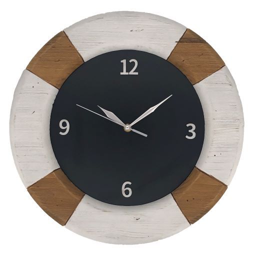 abc HOME – Wanduhr Rettungsring – Maritime Dekouhr – Holz & MDF – 40 cm