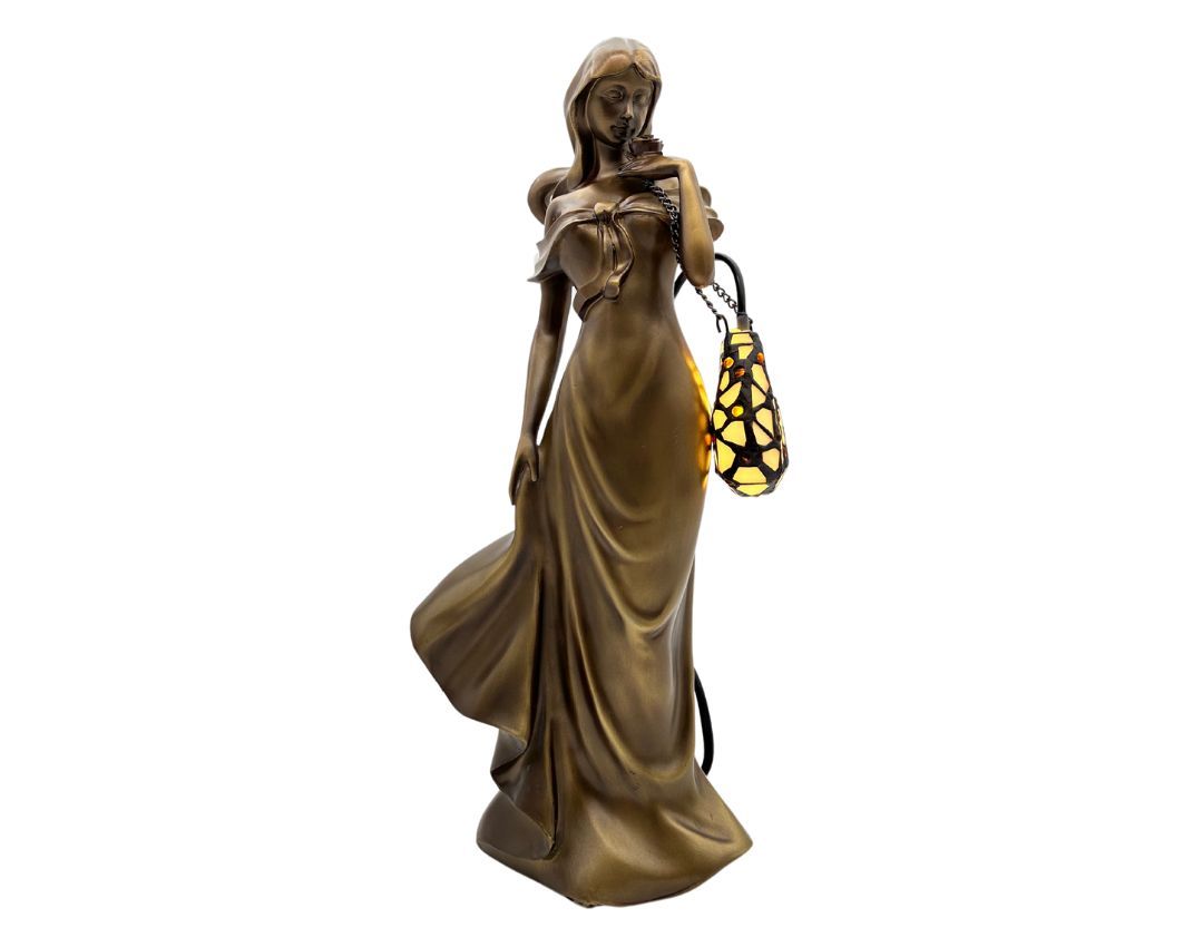 Dekoration Dame mit beleuchteter Tiffanyhandtasche