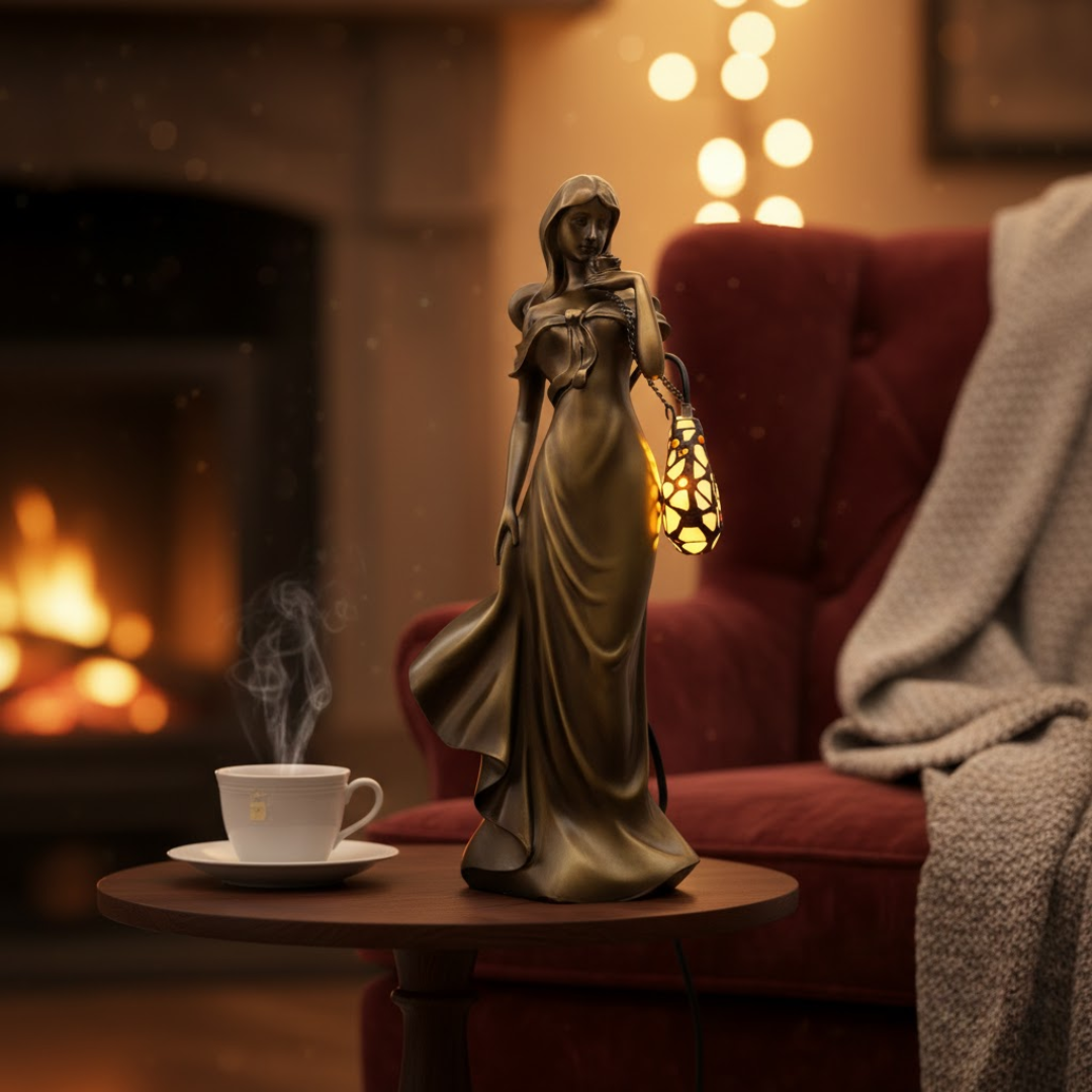 Dekoration Dame mit beleuchteter Tiffanyhandtasche