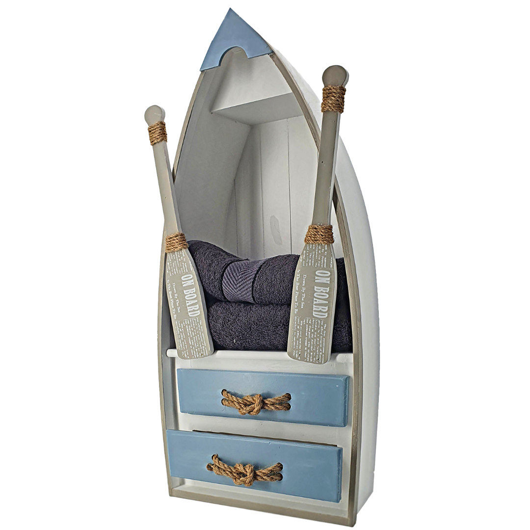 abc HOME – Standregal Ruderboot – Maritimes Design mit Schubladen – MDF – 70 cm