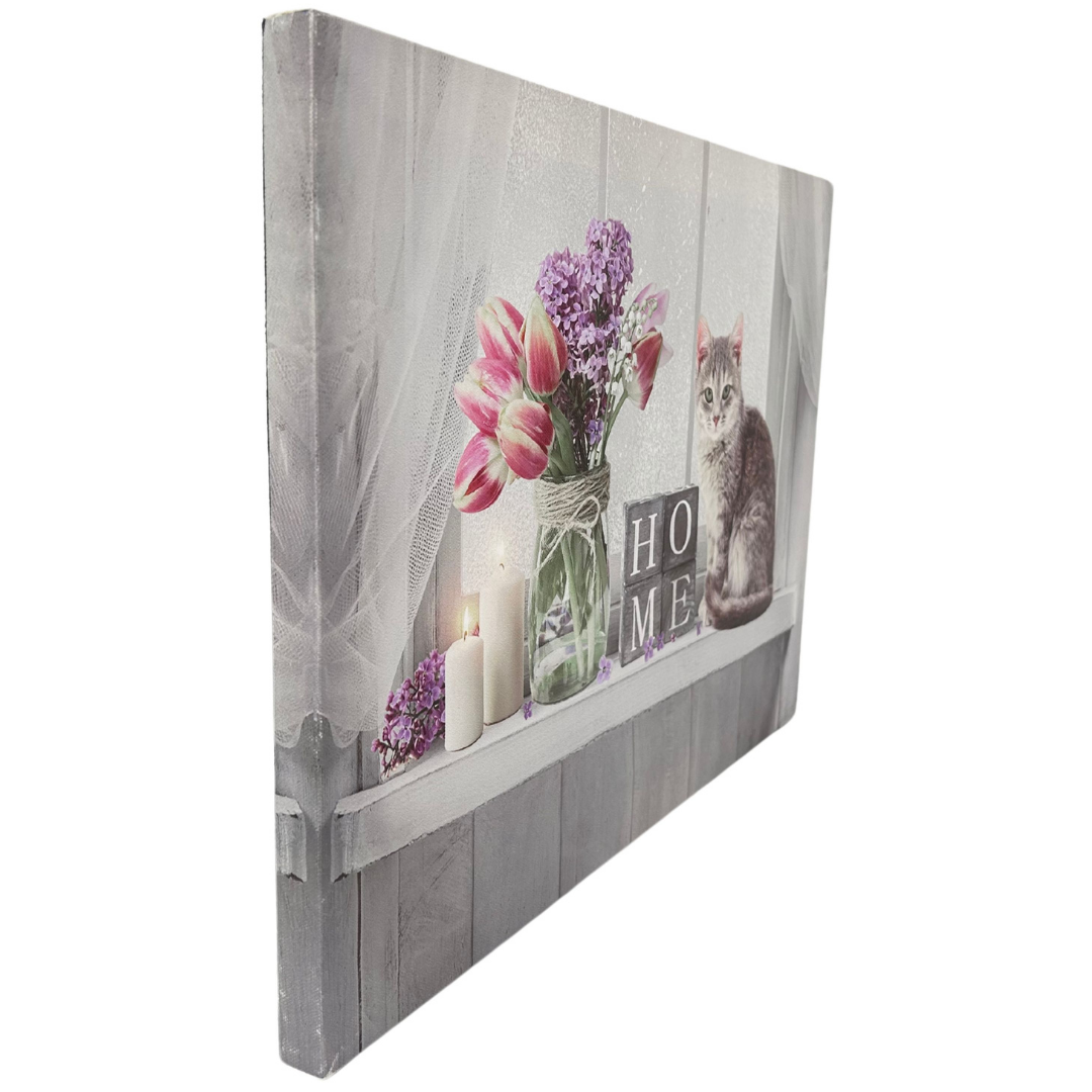 Wandbild mit Beleuchtung | Katze | LED | 40 cm B