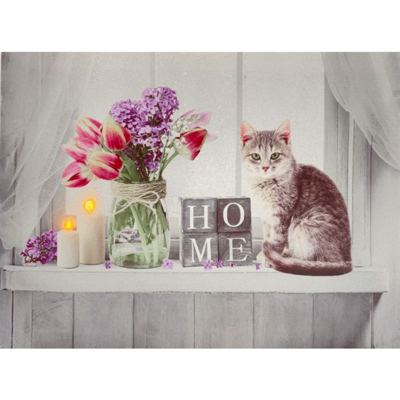 Wandbild mit Beleuchtung | Katze | LED | 40 cm B