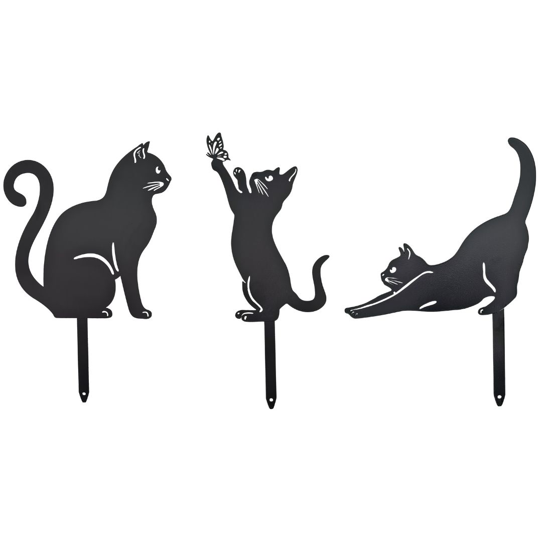 Gartenstecker Katzen | Silhouette | 3er Set