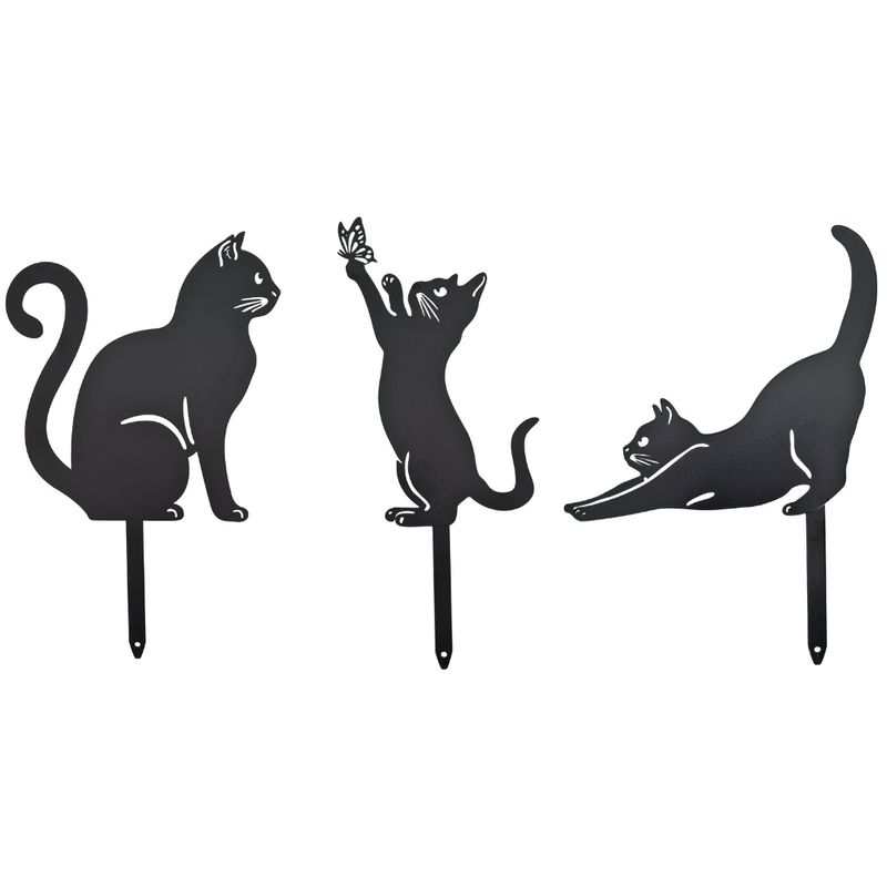 Gartenstecker Katzen | Silhouette | 3er Set