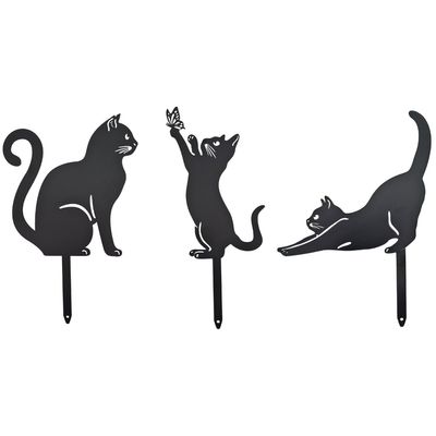 Gartenstecker Katzen | Silhouette | 3er Set