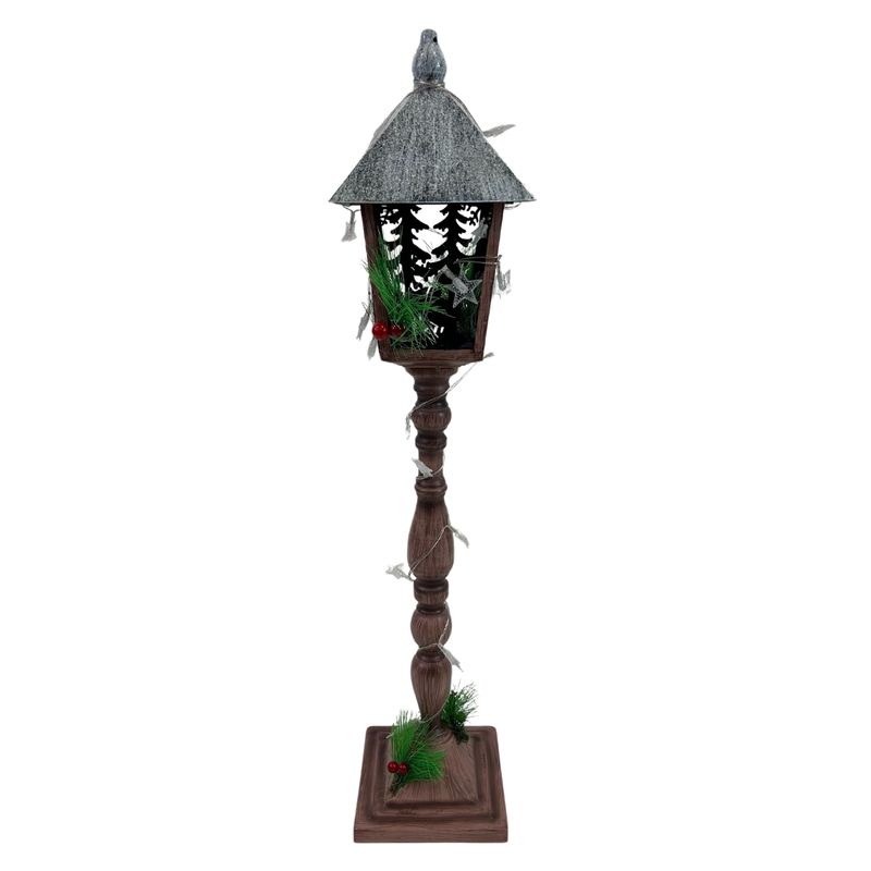 Laterne Weihnachten | LEDs | Holzoptik | Batteriebetrieben | 76 cm H