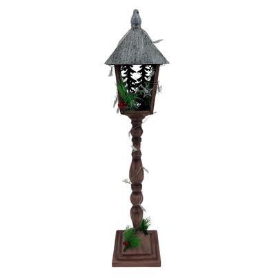 Laterne Weihnachten | LEDs | Holzoptik | Batteriebetrieben | 76 cm H