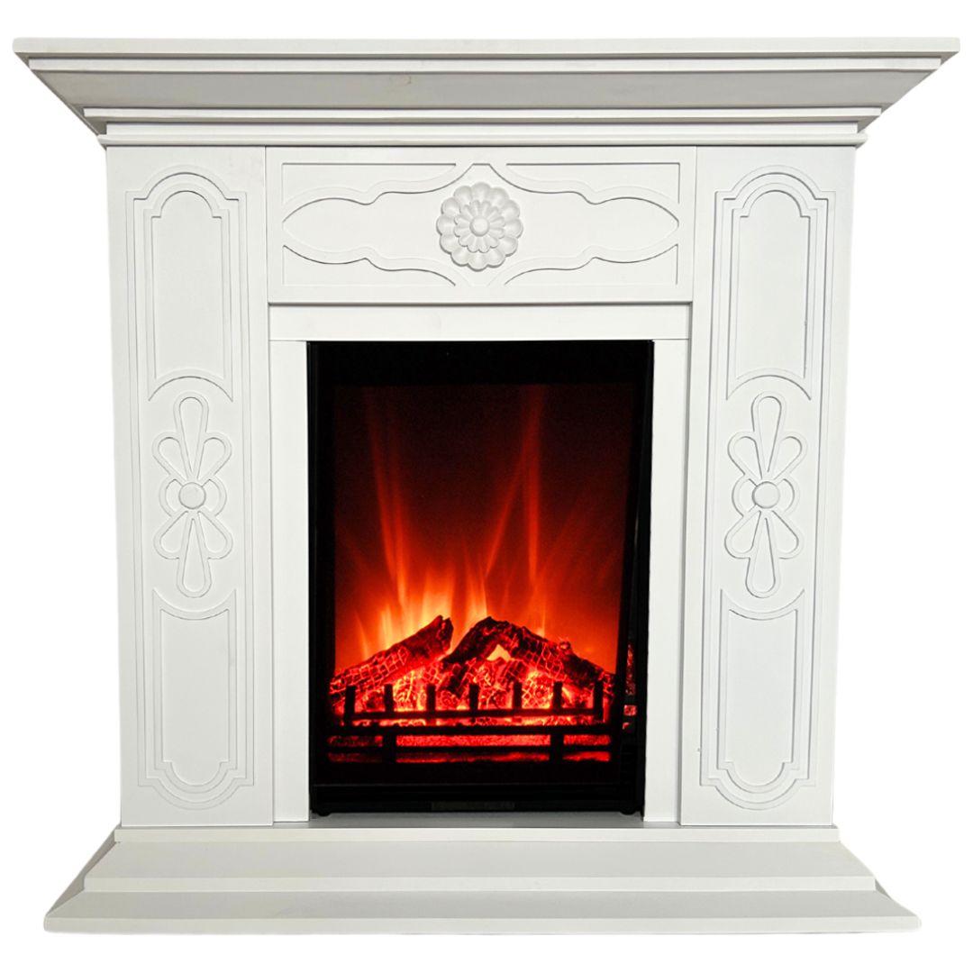Klassischer Elektrokamin mit filigranen Ornamenten und Heizfunktion | Eleganz trifft Moderne