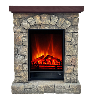 Elektrischer Kamin | Landhausstil | Natursteinoptik | Fernbedienung | Heizfunktion | realistische Flamme