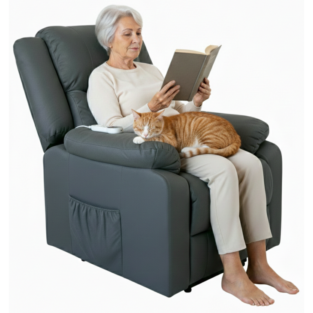 Sessel | Textilstoff | Fernbedienung | Massage | Aufstehfunktion | Liegefunktion | Heizfunktion