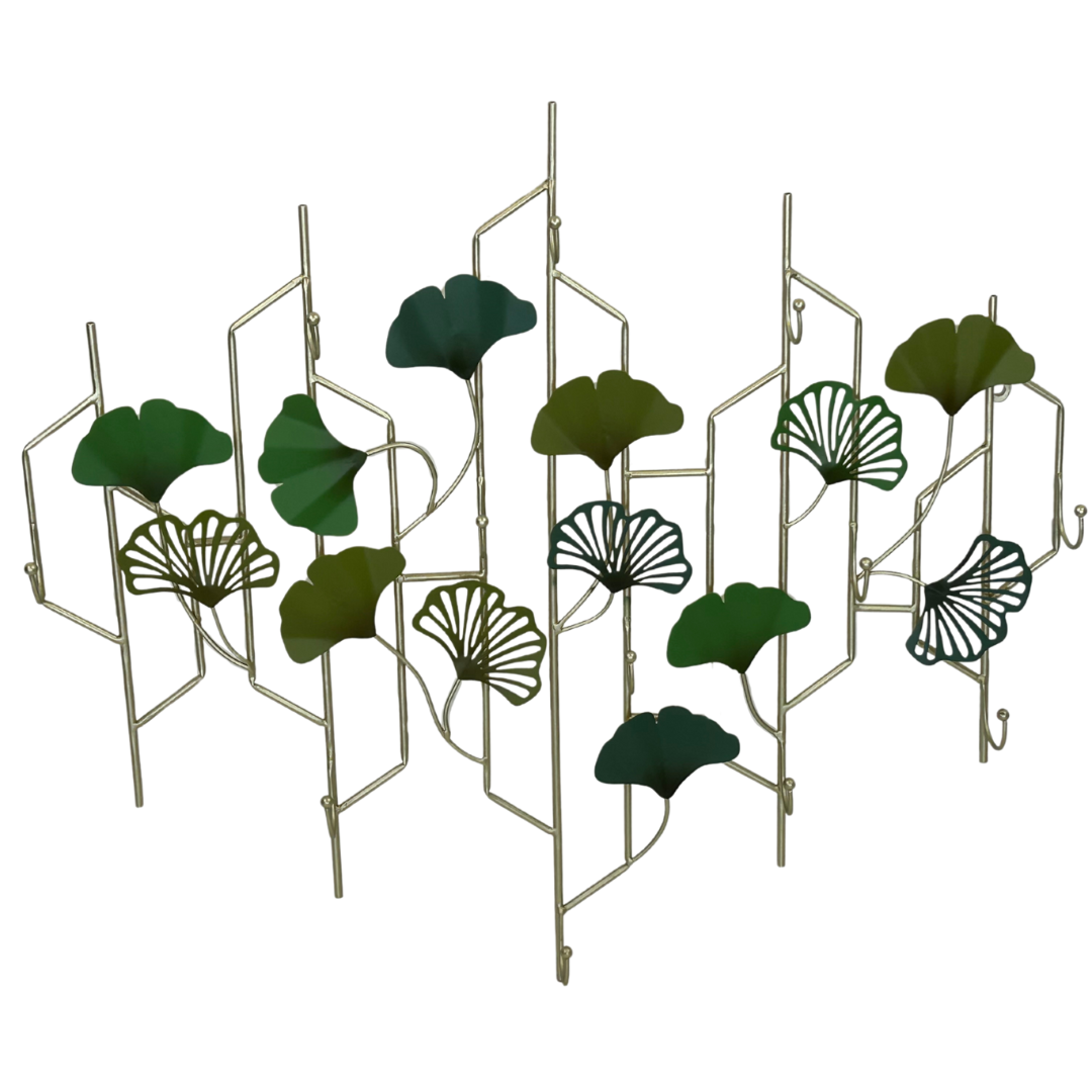 Wandgarderobe Ginkgo | Grün & Gold | Metall  | 12 Haken