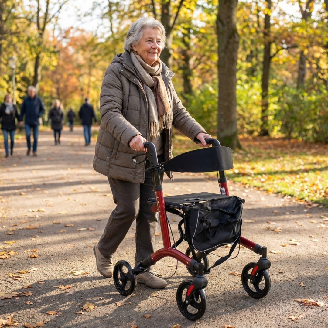 Rollator Leichtgewicht 7,3kg Alu | Ankipphilfe | klappbar, Feststellbremse, bis 130kg