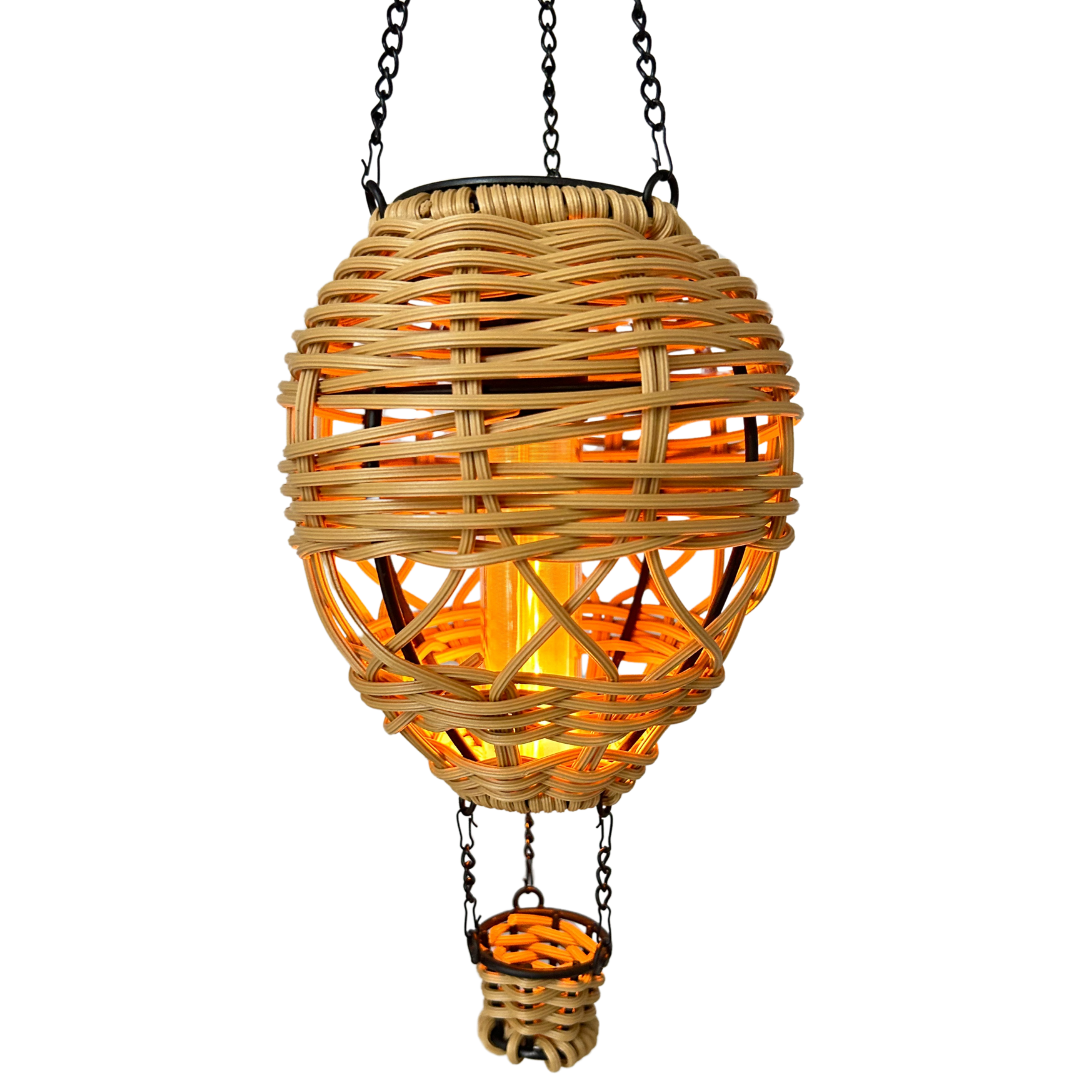 abc HOME – Solar Windspiel – Heißluftballon mit Flammeneffekt – LED
