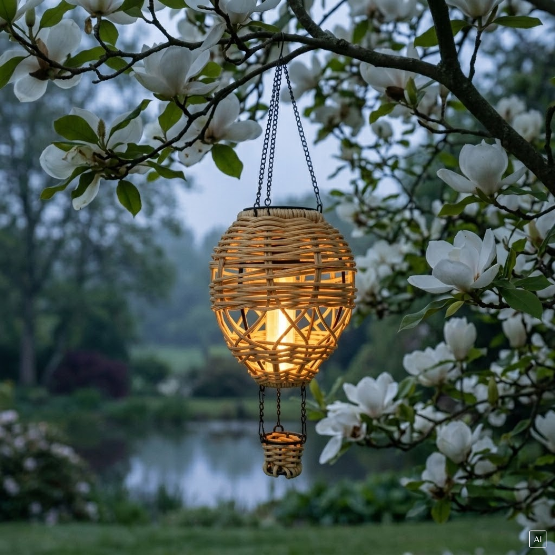 abc HOME – Solar Windspiel – Heißluftballon mit Flammeneffekt – 22 LEDs