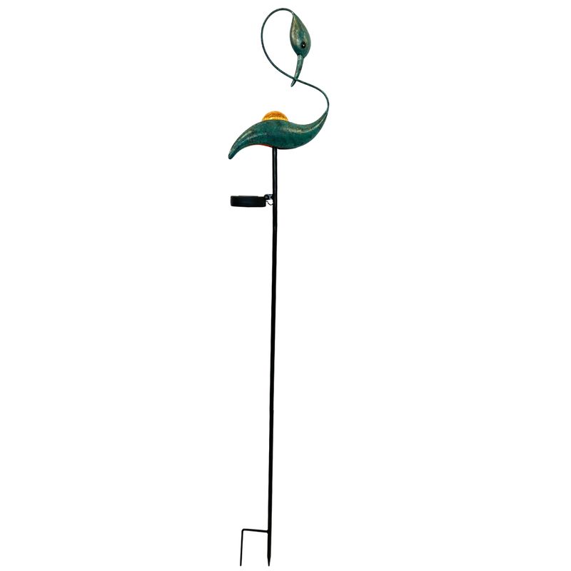 abc HOME – Solar Gartenstecker – Kranich-Design mit Glaskugel – Grün/Gold – 128 cm