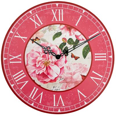 abc HOME – Wanduhr – Dekorative Uhr mit Rosen-Motiv – MDF & Kunststoff – 30 cm abc HOME – Wanduhr – Dekorative Uhr mit Rosen-Motiv – MDF & Kunststoff – 30 cm