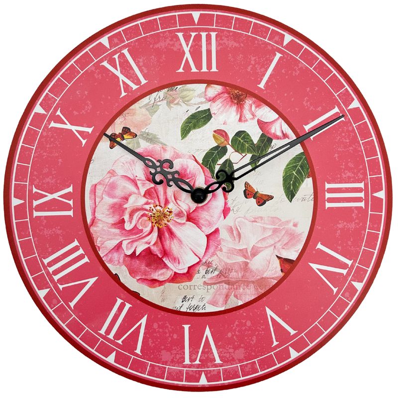 abc HOME – Wanduhr – Dekorative Uhr mit Rosen-Motiv – MDF & Kunststoff – 30 cm abc HOME – Wanduhr – Dekorative Uhr mit Rosen-Motiv – MDF & Kunststoff – 30 cm