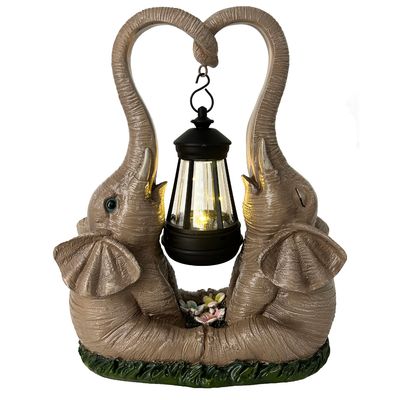 abc HOME – Solar Gartenfigur Elefanten – Deko mit LED-Laterne – Polyresin – 25 cm abc HOME – Solar Gartenfigur Elefanten – Deko mit LED-Laterne – Polyresin – 25 cm