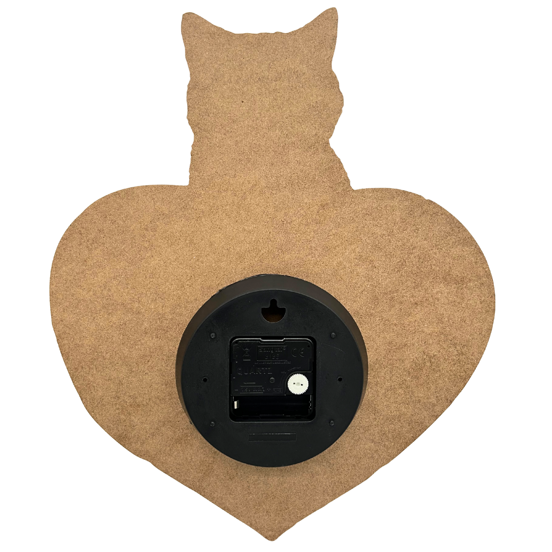 abc HOME – Wanduhr Katze – Herz-Design Dekouhr – MDF & Kunststoff – 37 cm