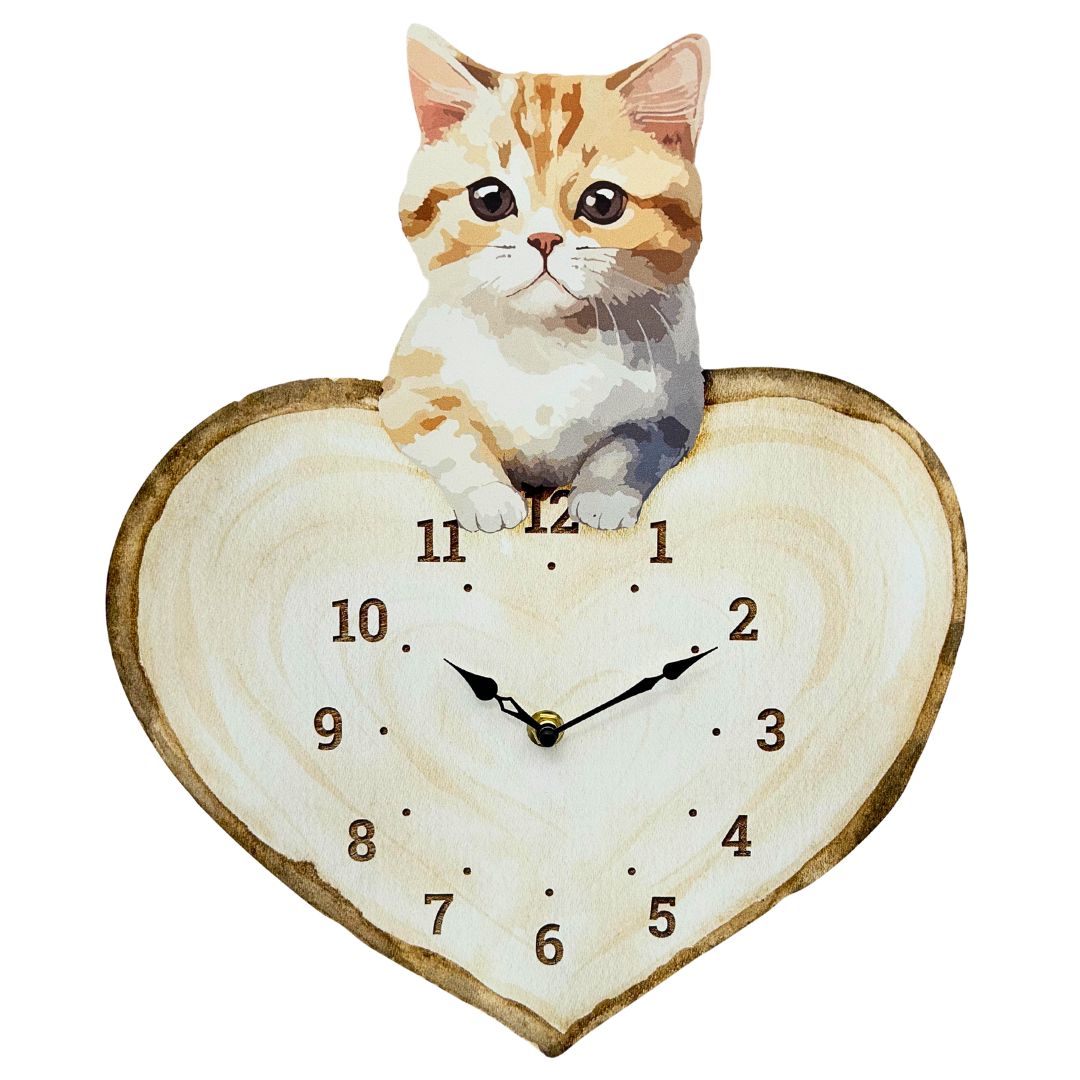 abc HOME – Wanduhr Katze – Herz-Design Dekouhr – MDF & Kunststoff – 37 cm abc HOME – Wanduhr Katze – Herz-Design Dekouhr – MDF & Kunststoff – 37 cm