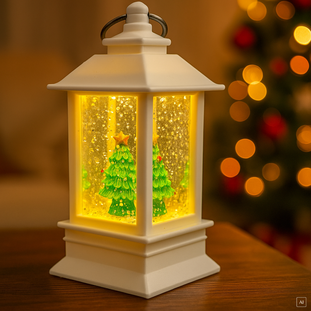 Schneelaterne | LED | Schneewirbel | Schüttellaterne | 9 cm H