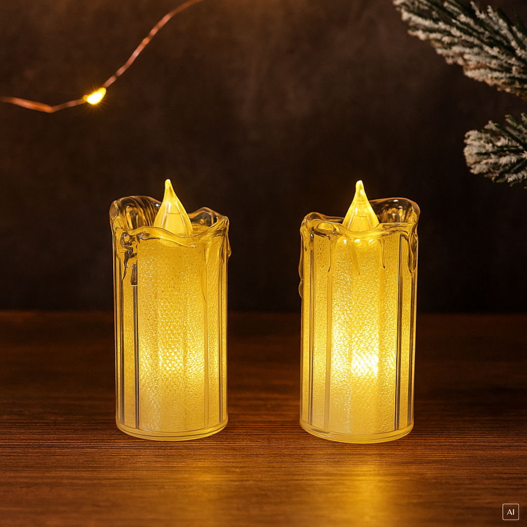 Kerze | 2er Set | LED | batteriebetrieben | Kunststoff