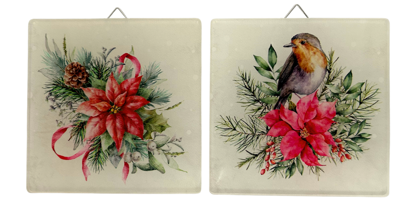 abc HOME – Wandbild Set Rotkehlchen – Weihnachtsdeko Acryl – 10 cm