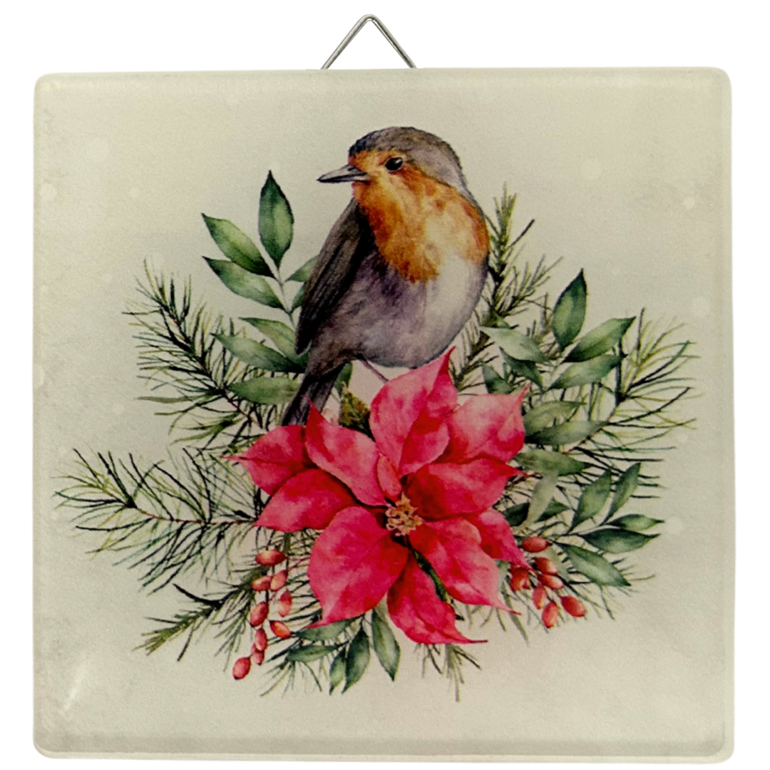 abc HOME – Wandbild Set Rotkehlchen – Weihnachtsdeko Acryl – 10 cm