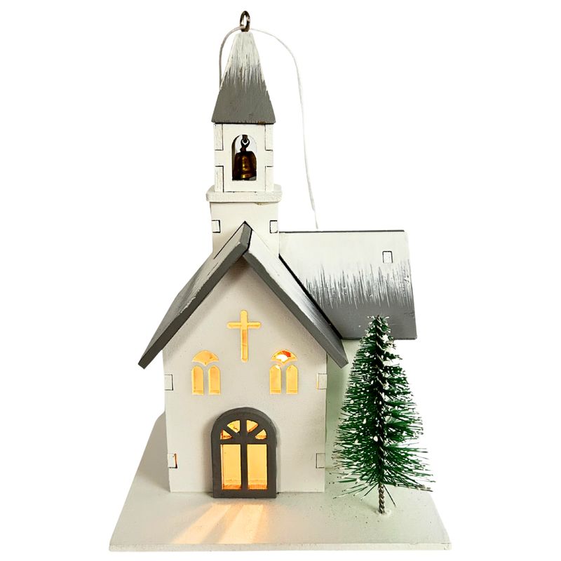 Dekofigur Kirche | Holz | LEDs | Batteriebetrieben Dekofigur Kirche | Holz | LEDs | Batteriebetrieben