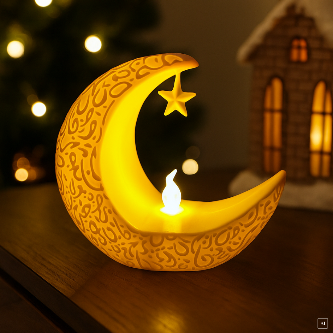 abc HOME – LED Dekoleuchte Mond – Stern-Design für Weihnachten – Kunststoff – 10 cm