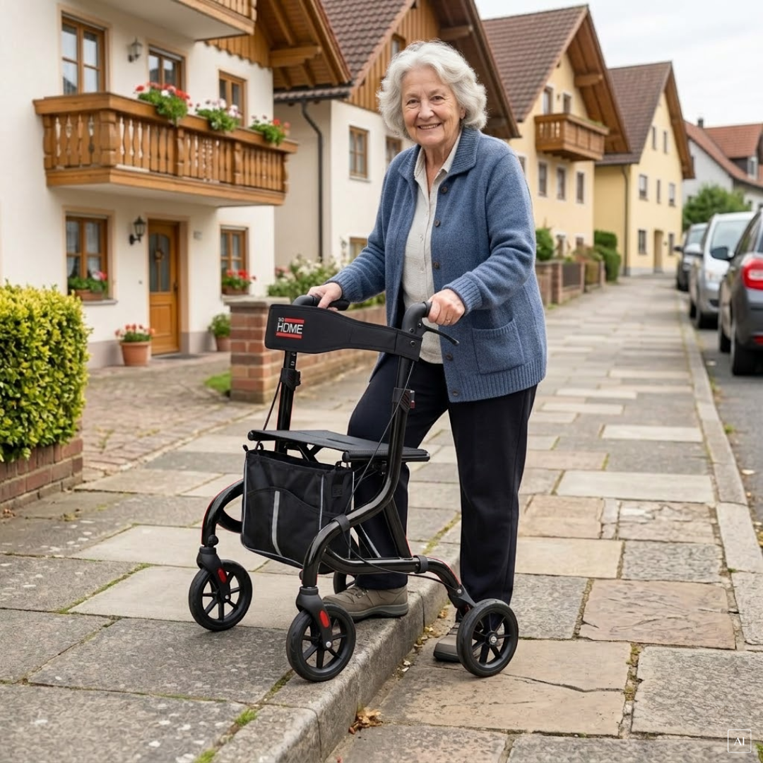 Rollator | Leichtgewicht 6kg Alu | Ankipphilfe | klappbar, Feststellbremse, bis 130kg