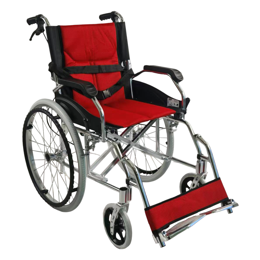 abc HOME – Leichtgewicht-Rollstuhl – Faltbare Gehhilfe mit Feststellbremse – Aluminium – 11 kg