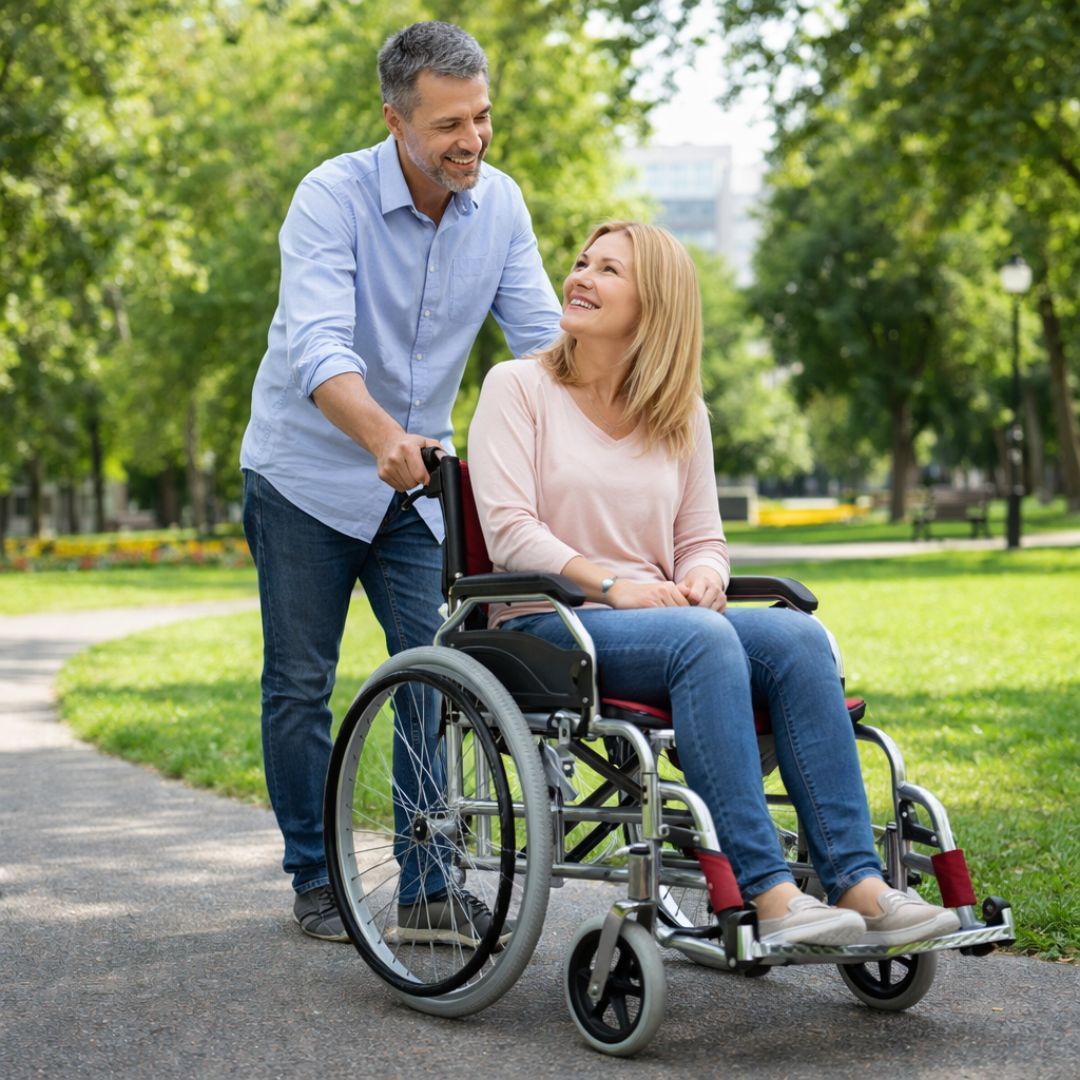 Rollstuhl Leichtgewichtrollstuhl Aluminium – nur 11kg – faltbar & bis 120kg, Rot