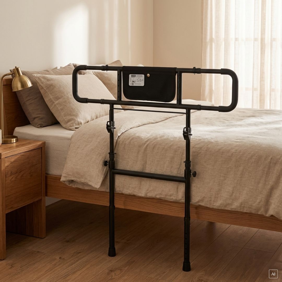 Aufstehhilfe Bett Höhenverstellbar | Bettgriff Rausfallschutz | Tasche