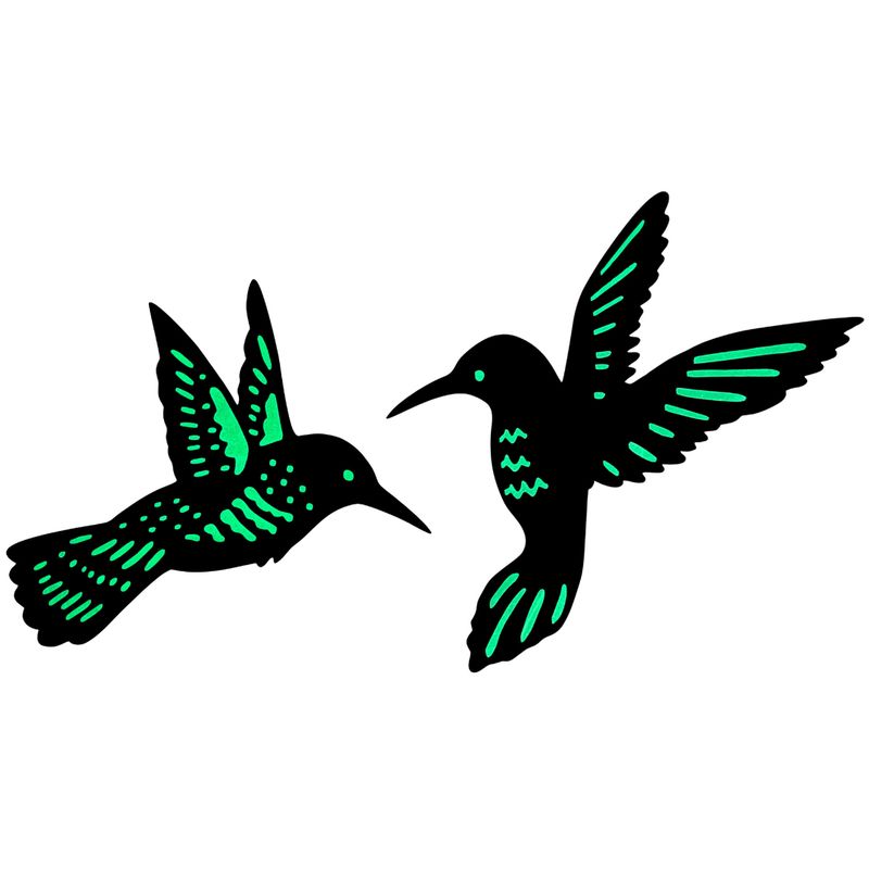 abc HOME – Wanddeko Kolibri – 2er Set Wandbild aus Metall – Fluoreszierend
