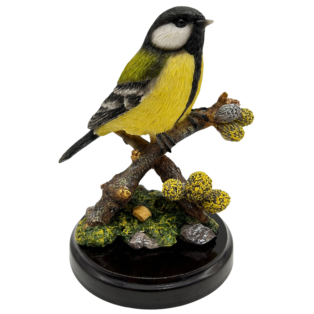 abc HOME – Dekofigur Vögel – Kohlmeise & Blaumeise auf Ast – Polyresin & MDF – 15 cm