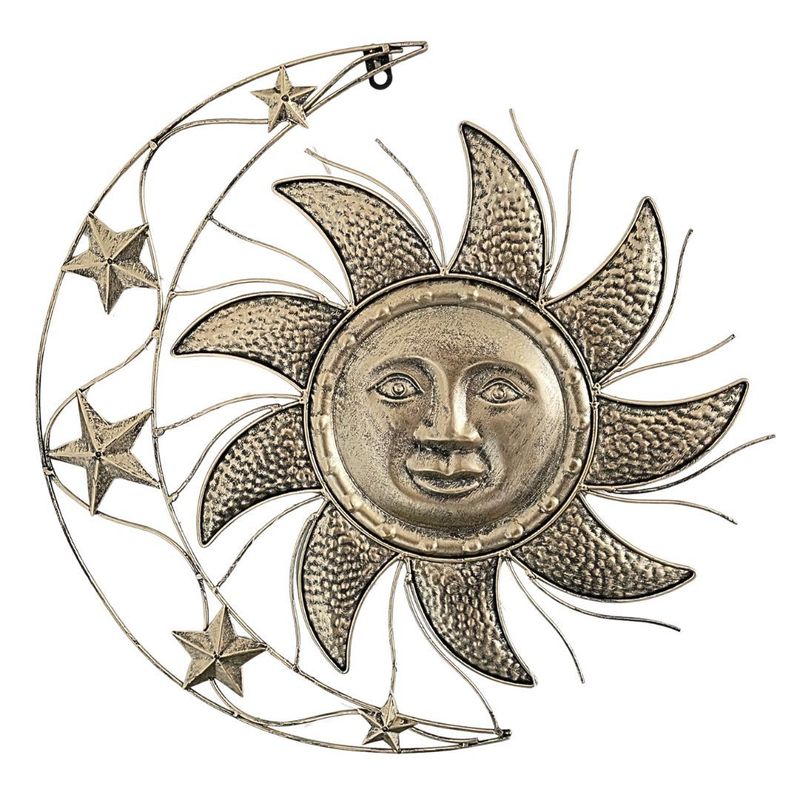 abc HOME – Solar Wanddeko Sonne & Mond – Leuchtend mit LEDs – Metall – 52 cm
