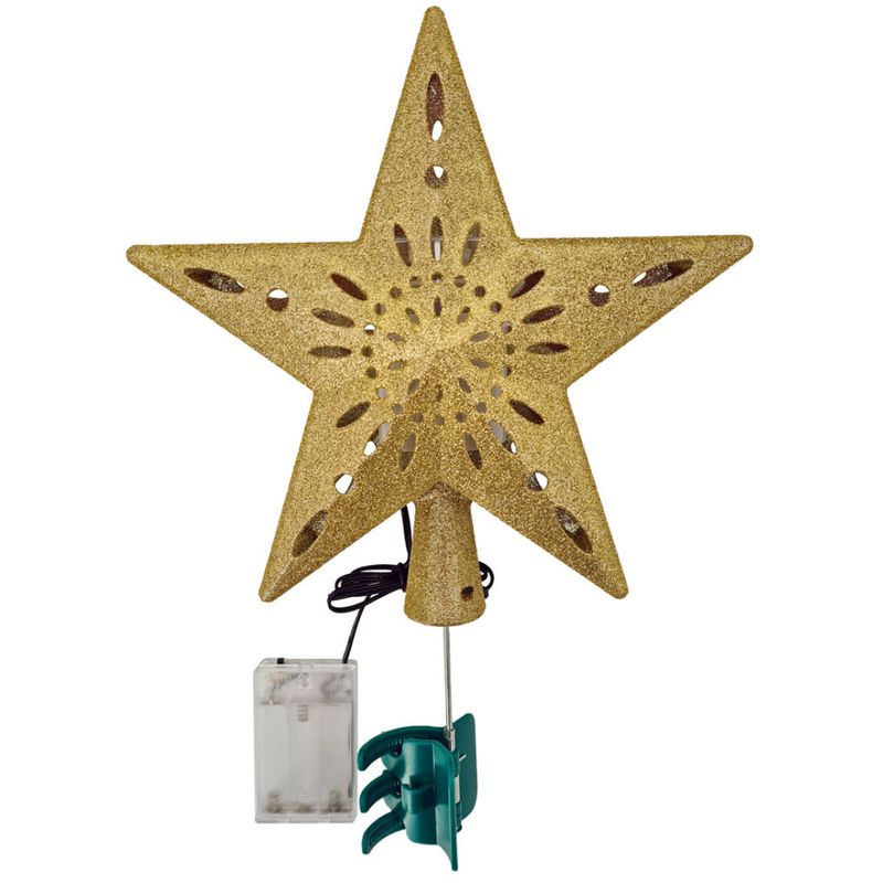 abc HOME – Tannenbaumspitze Stern – 25 cm Kunststoff – LED Projektor für Weihnachtsbaum mit Schneeflocken Effekt – Gold abc HOME – Tannenbaumspitze Stern – 25 cm Kunststoff – LED Projektor für Weihnachtsbaum mit Schneeflocken Effekt – Gold