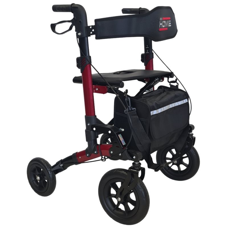 abc HOME – Outdoor Rollator – Aluminium Geländerollator faltbar – Schwarz / Rot – bis 135 kg abc HOME – Outdoor Rollator – Aluminium Geländerollator faltbar – Schwarz / Rot – bis 135 kg