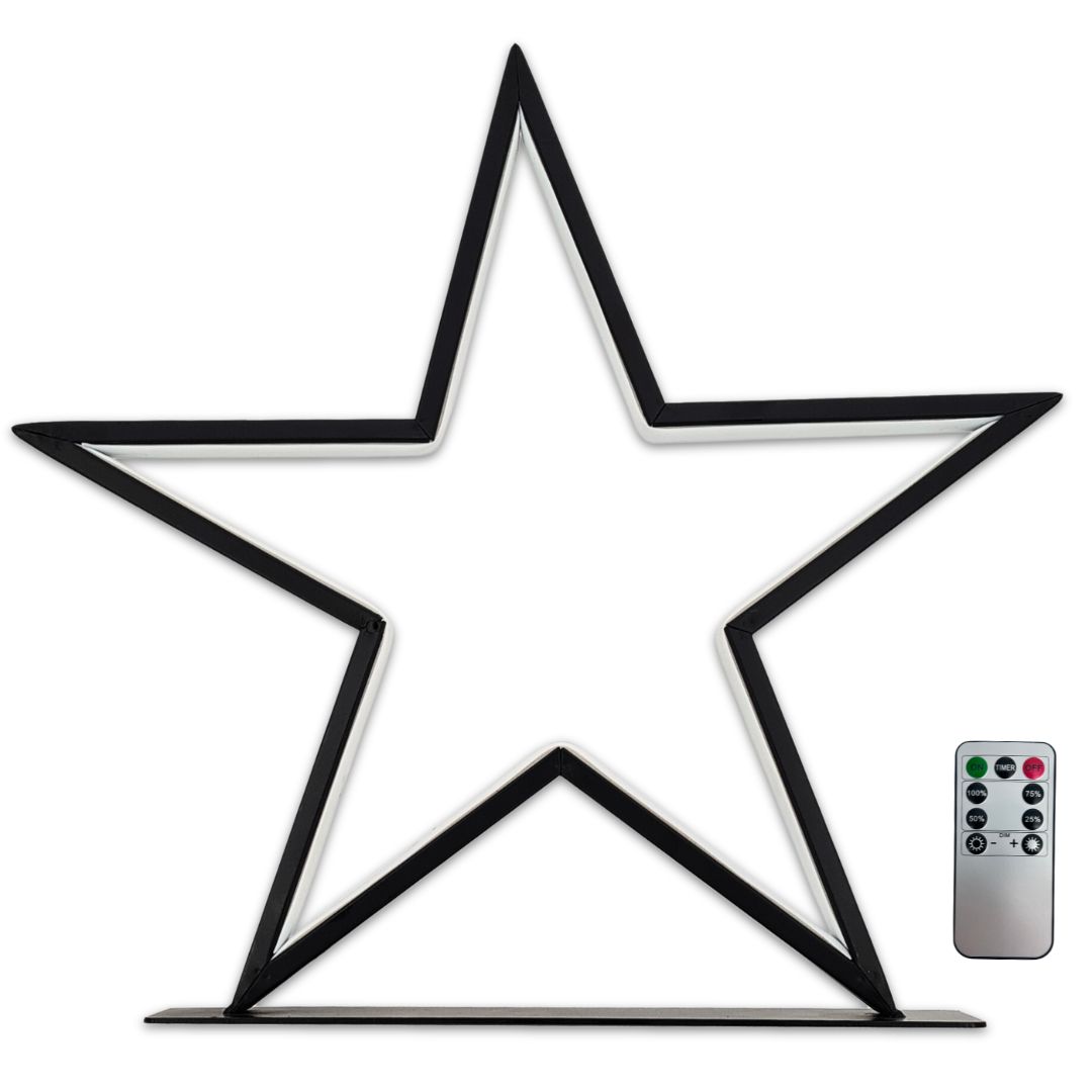abc HOME – LED Stern – Dekorative Fensterleuchte für Innen & Außen – Dimmbar – Fernbedienung – Schwarz