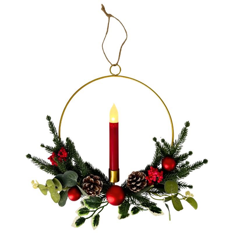 abc HOME – Weihnachtskranz mit LED-Kerze – 25 cm | Beleuchtet Batteriebetrieben Warmweiß abc HOME – Weihnachtskranz mit LED-Kerze – 25 cm | Beleuchtet Batteriebetrieben Warmweiß