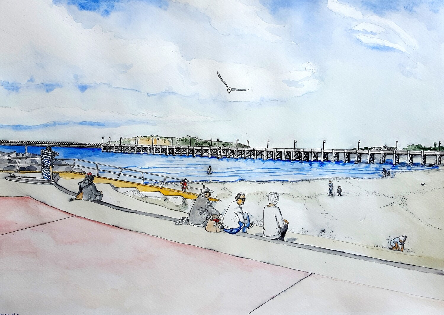 &quot;Relaxing  on Jetty Steps, Coffs Harbour&quot;  High Quality Art Print