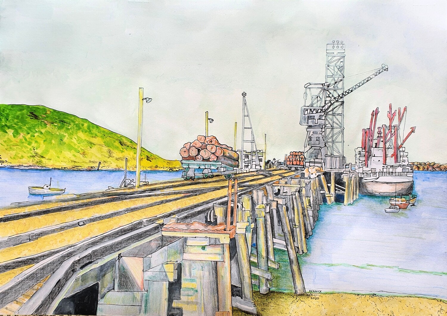 &quot;Coffs working Jetty 1930&#39;s&quot;   High Quality Art Print