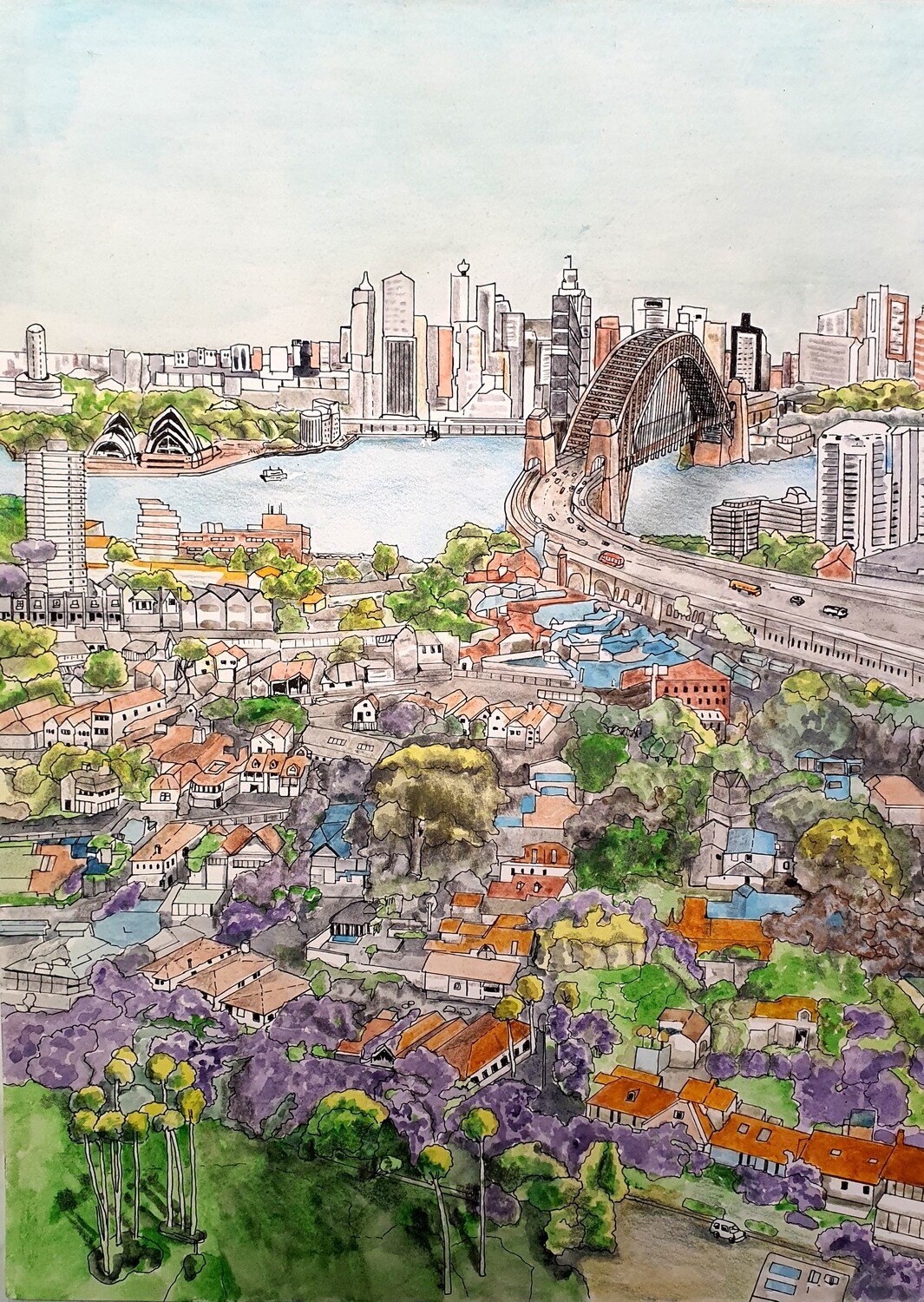 &quot; View of Sydney Harbour east from Kirribilli&quot; -High Quality Art Print