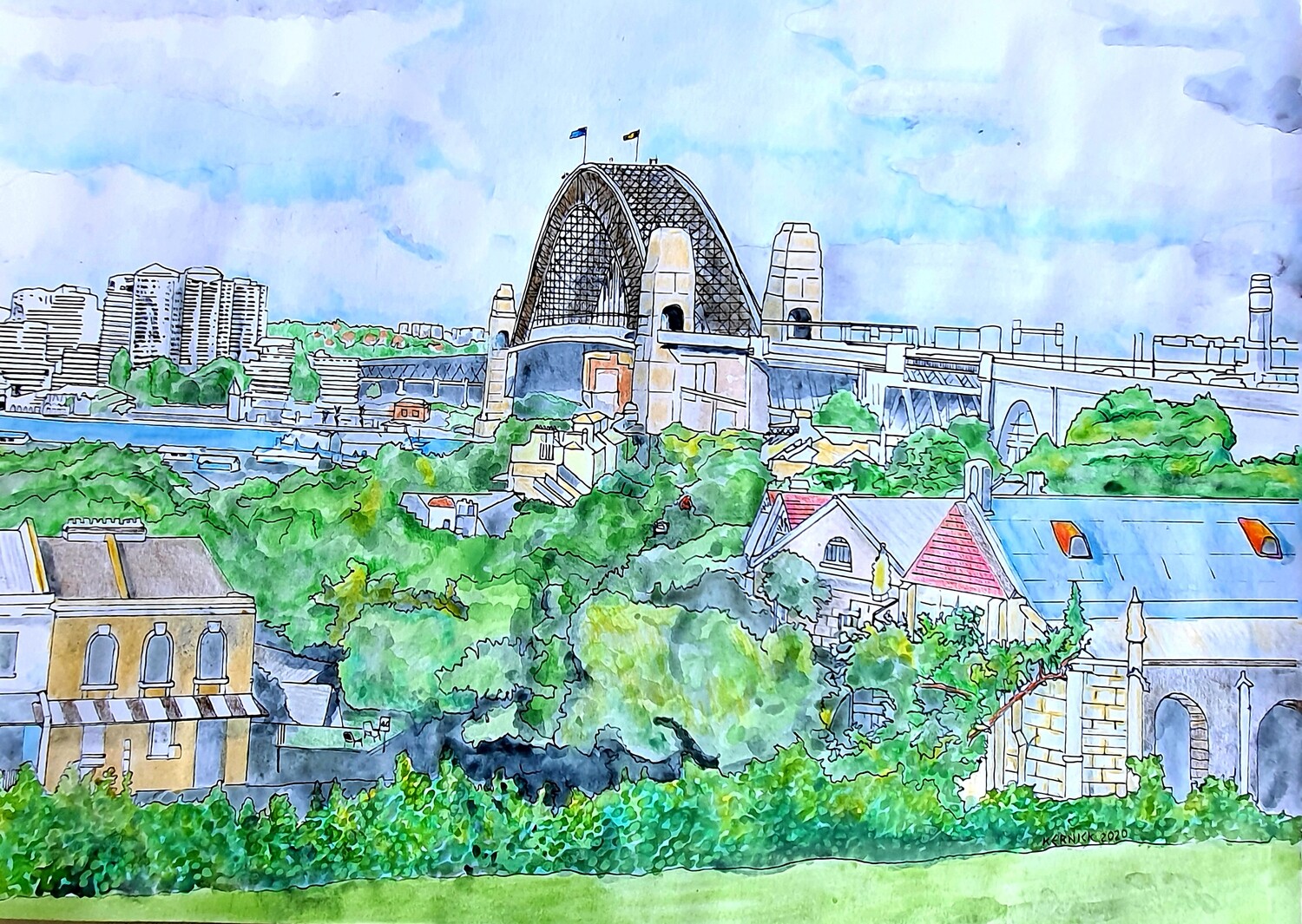 " Sydney Harbour Bridge from Observatory Hill"-High Quality Art Print
