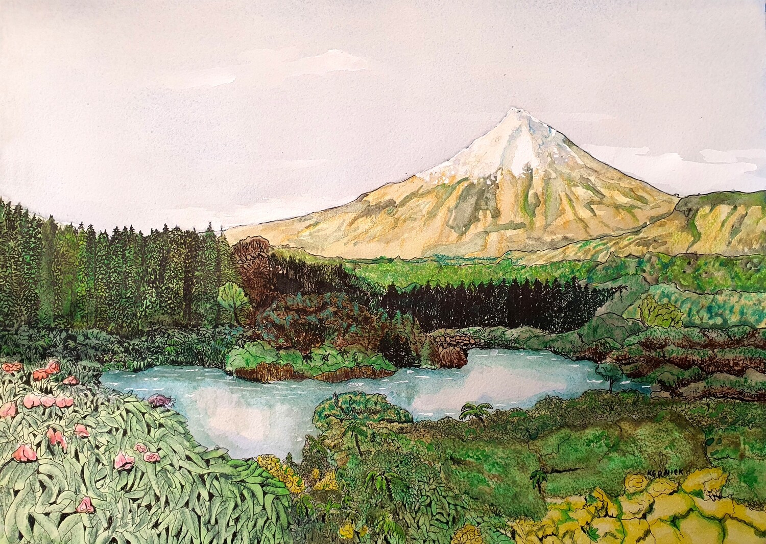 &quot; Lake Mangamahoe. Taranaki, New Zealand&quot;-High Quality Art Print