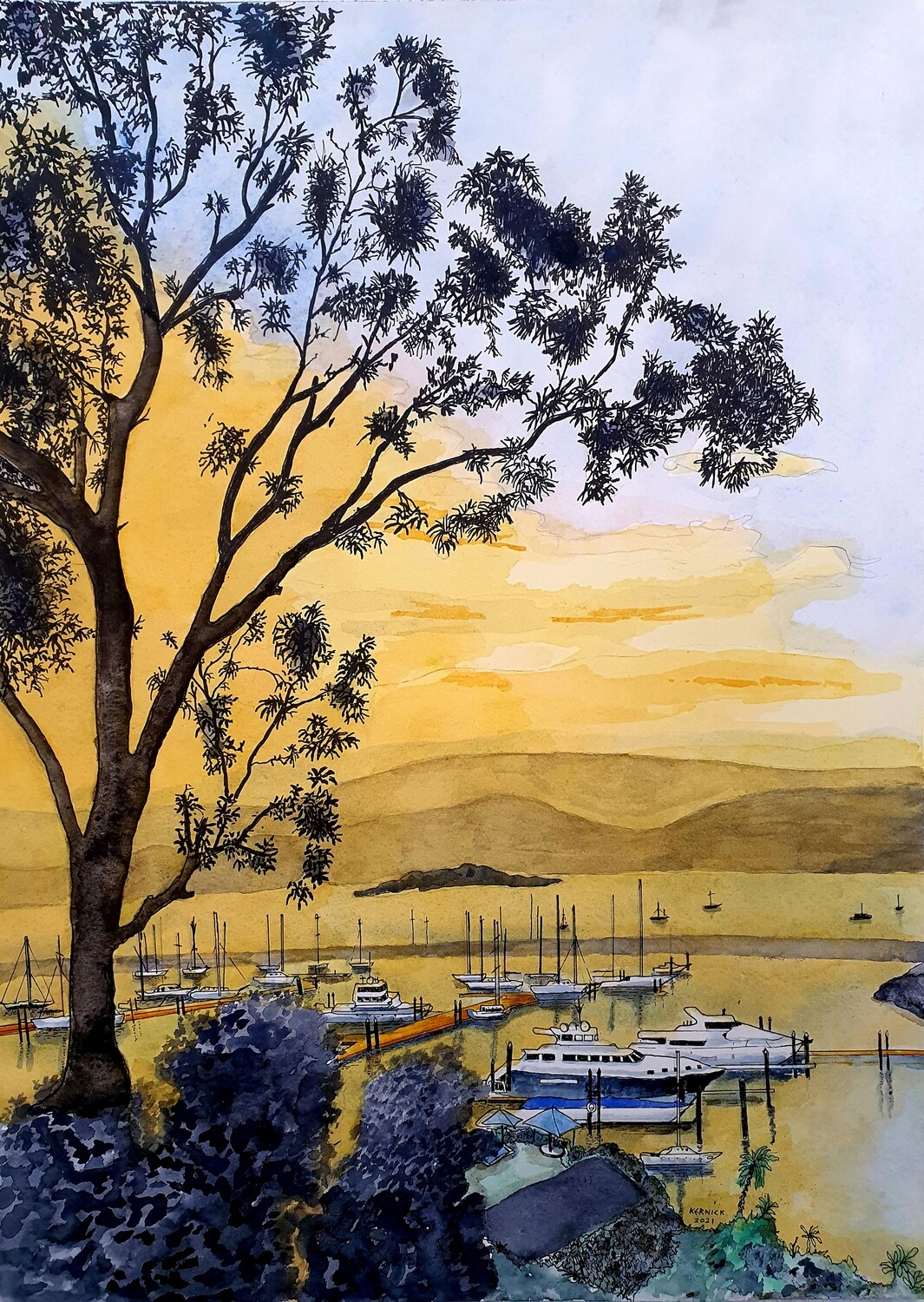 &quot;Coral Beach Marina at Airlie Beach in the Whitsundays, Queensland&quot; -High Quality Art Print